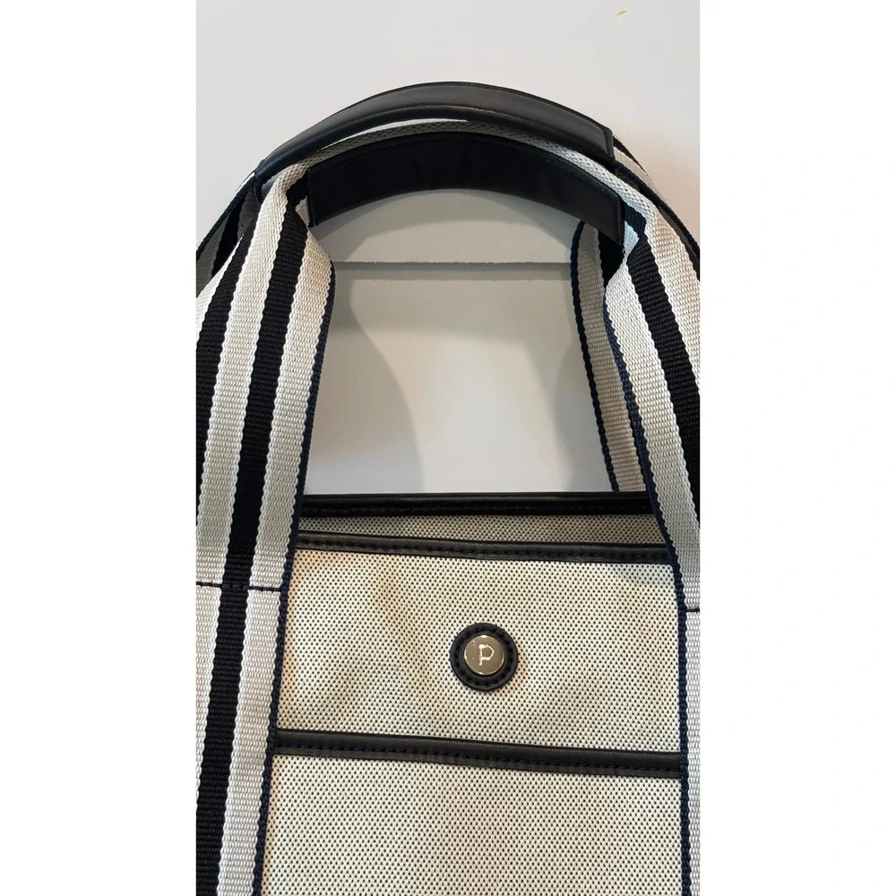 Paravel Cabana Tote Cream Navy Canvas Striped Crossbody Handbag Medium